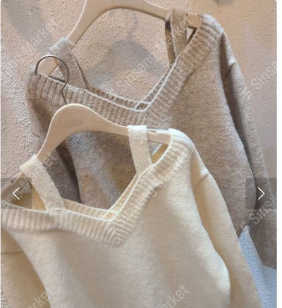 肩挖空Ｖ領接羅紋針織衣12