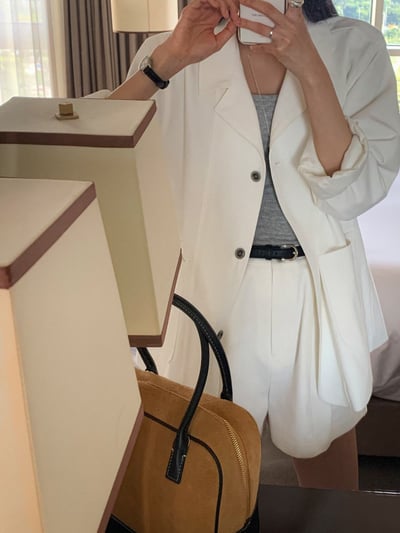 簡約刀領排釦雙口袋風衣外套6