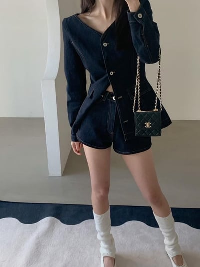 大V牛仔上衣+短褲SET（可拆買）5