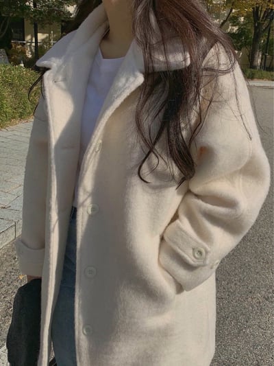 可高領毛流中長版大衣（羊毛100％）6