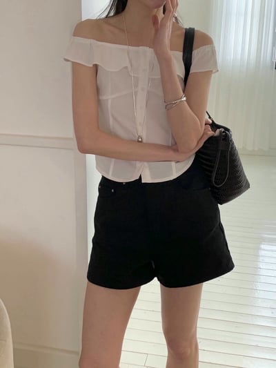 波浪平領排扣襯衫7