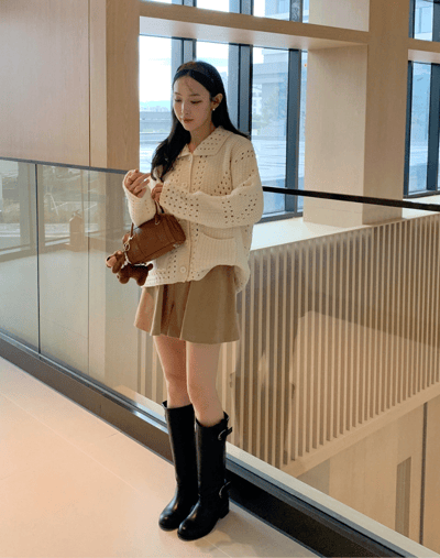 翻領洞洞針織排釦外9