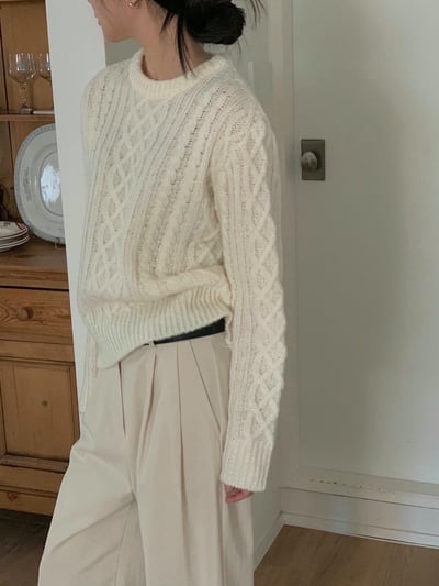 圓領經典麻花素色針織衣9