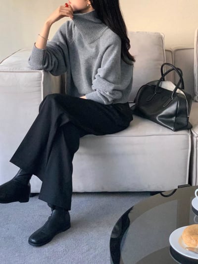 舒適高領素面毛衣3