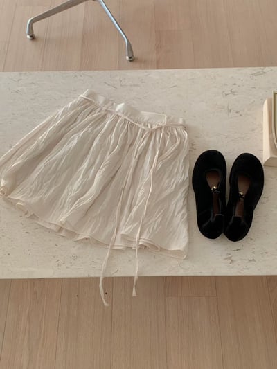 光澤感波紋壓皺雪紡短裙3