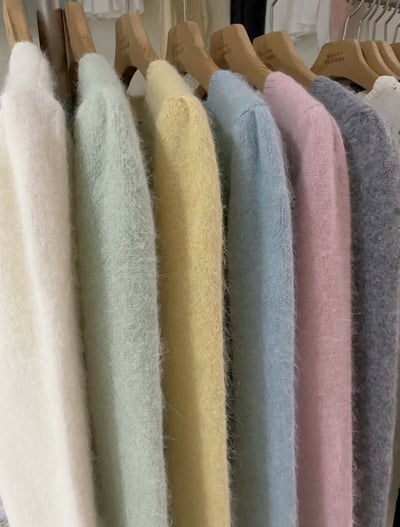 公主袖Ｖ領珍珠釦短毛針織衫7