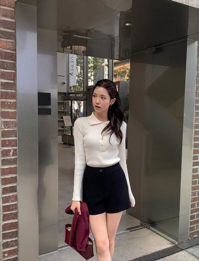 排釦翻領坑紋彈力針織衣3