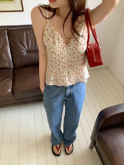 可愛小碎花V領背心5