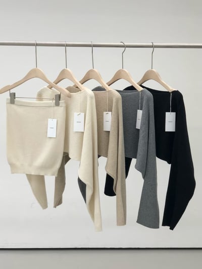 平口背心＋船領坑紋短版針織衫SET13