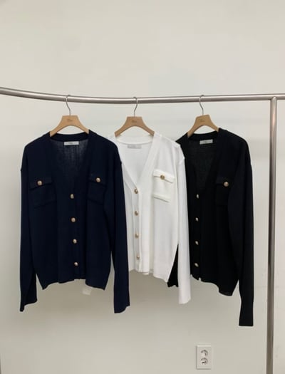 V領金釦雙口袋針織衣7