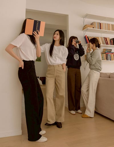 四季百搭款｜中高腰挺棉修身寬褲1