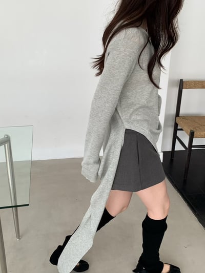 排釦領側綁結造型薄款Ｔ3