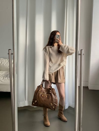 側抽繩薄款寬鬆羊毛針織衣（5%)2