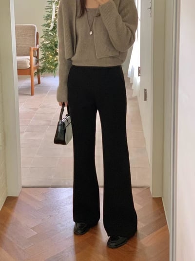 彈力內磨毛微喇叭長褲4