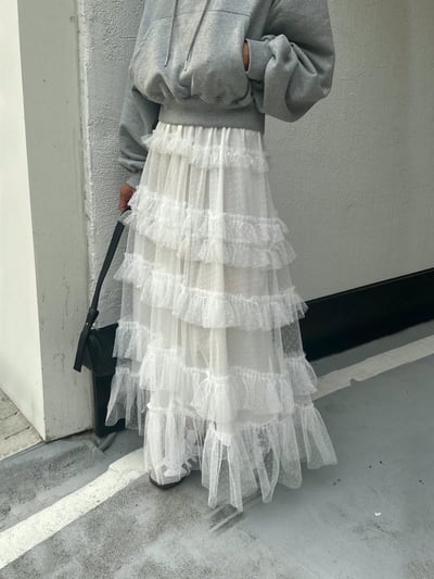 點點網紗蛋糕鬆緊長裙1