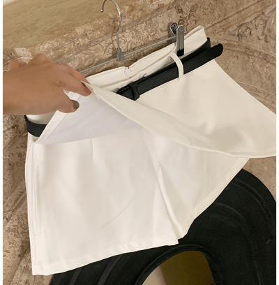 挺版辣款開衩短褲裙（附皮帶）9