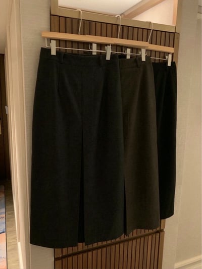 前打褶開衩造型磨毛長裙7