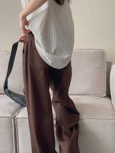 前打褶落地薄款寬褲10