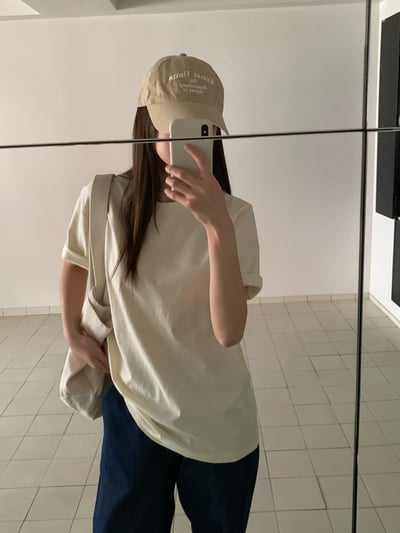 後印字簡約微寬鬆短袖Ｔ5