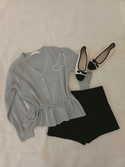 高腰微A字織紋小香短褲4