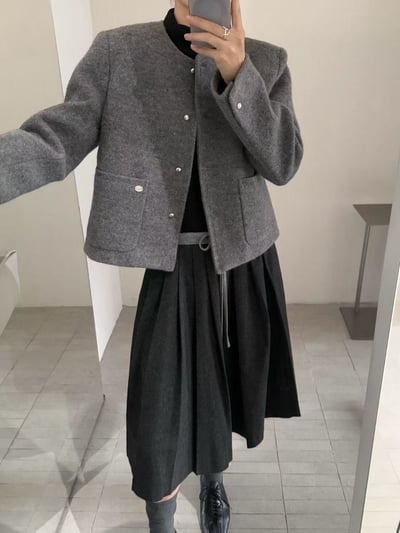 銀扣小圓牌口袋外套8