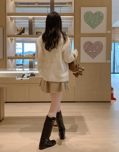 翻領洞洞針織排釦外7