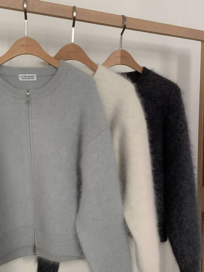 圓領馬海毛雙向拉鍊外套8