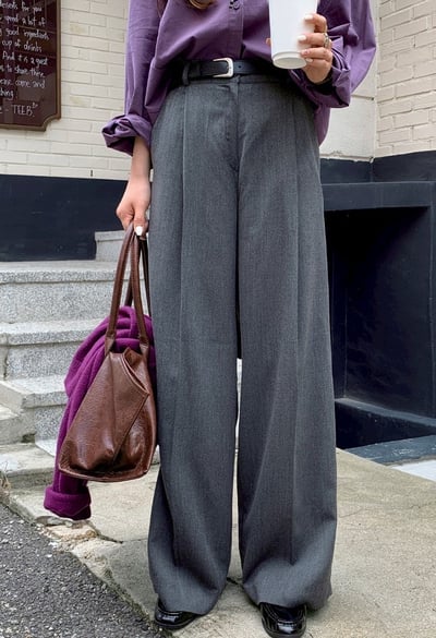 後鬆緊人字紋磨毛西裝褲1