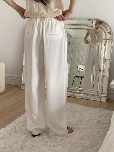 休閒寬鬆鬆緊長褲3