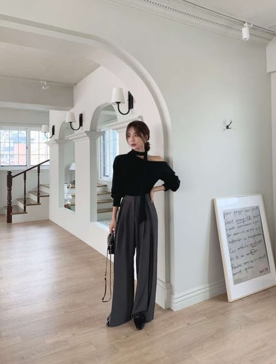 （客訂勿下單）高腰前百褶造型西裝寬褲2