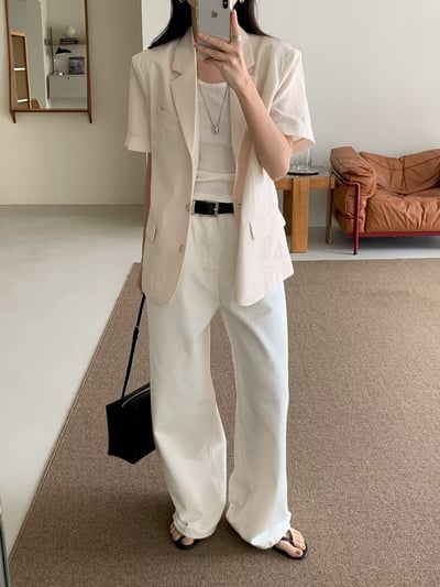 短袖棉麻西裝外套5