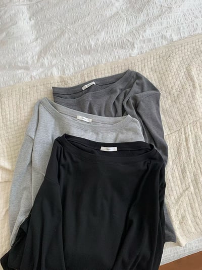 內磨毛可斜肩Ｔ+鬆緊落地磨毛長裙SET(可拆買）14