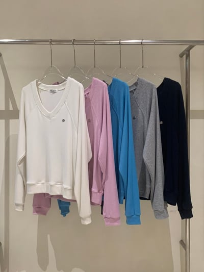 V領小logo銀牌素色博款針織衫10