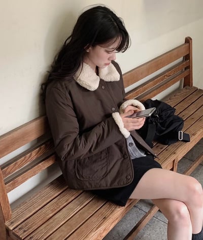 拼接毛毛領羽絨外套6