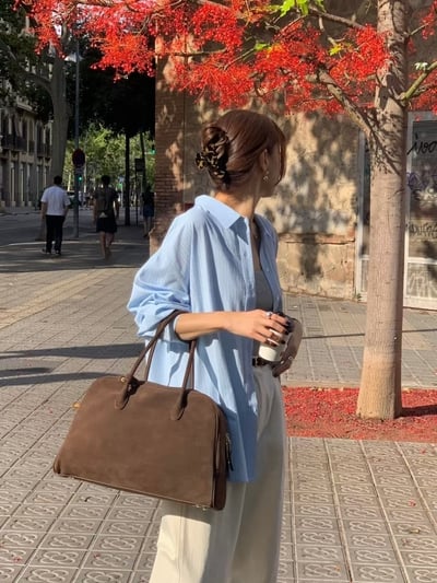 口袋刺繡壓紋長版襯衫4