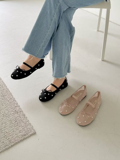 蝴蝶結珍珠款網款芭蕾娃娃鞋4