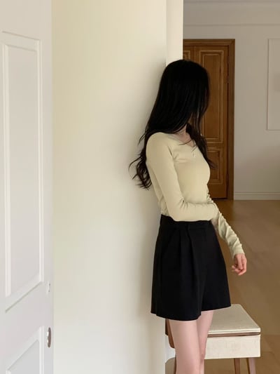 前打褶造型百搭三分西裝短褲15