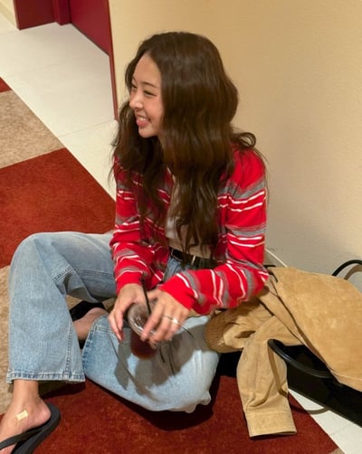 圓領秋季配色橫條紋排釦針織衫7