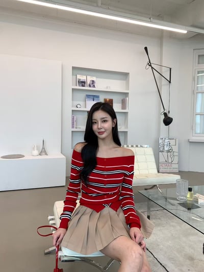 螺紋平領排釦條紋薄針織衣7