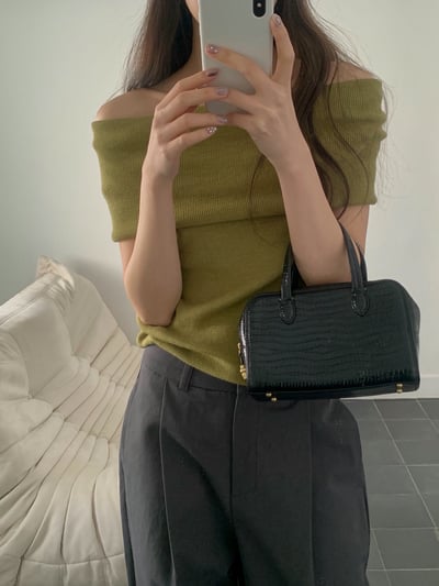 平口反折領彈力螺紋短袖Ｔ3