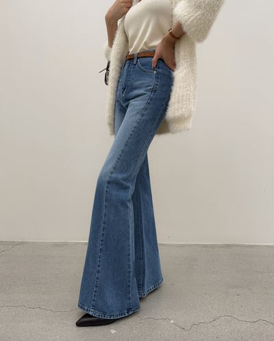 高個款！側車線落地款喇叭牛仔褲1