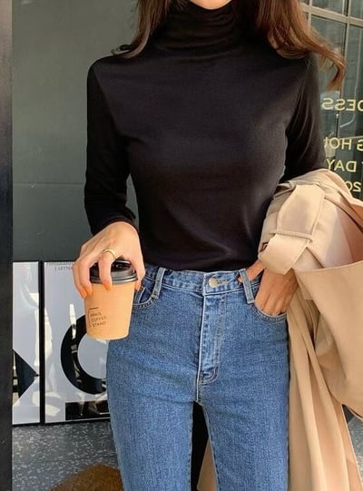 天絲高領針織打底衫（天絲20%+羊毛3%)2