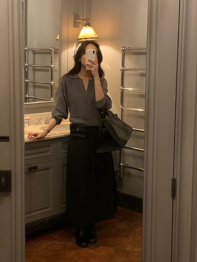 厚款西裝百褶九分長裙7