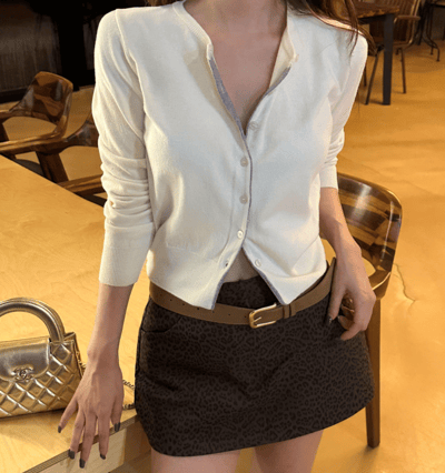 排釦內裡配色短版針織衫14