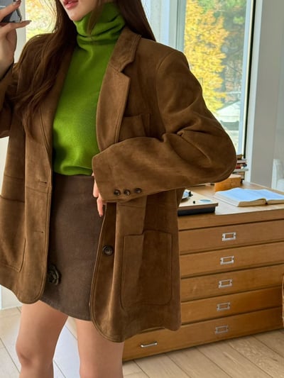 刀領寬鬆口袋麂皮西裝外套11