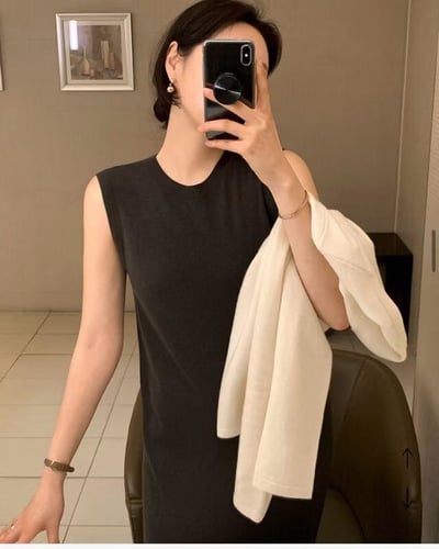 氣質舒適無袖長洋裝7