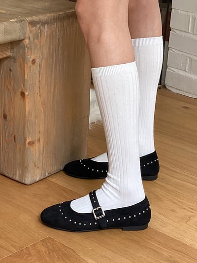 卯丁滾邊圓頭釦娃娃鞋4