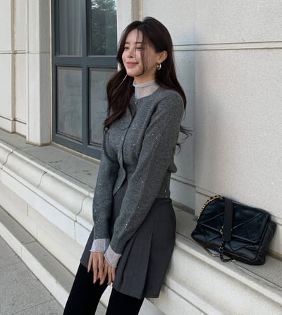 圓領小水鑽薄款針織衫5