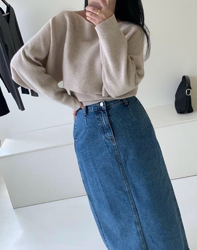 平口背心＋船領坑紋短版針織衫SET6