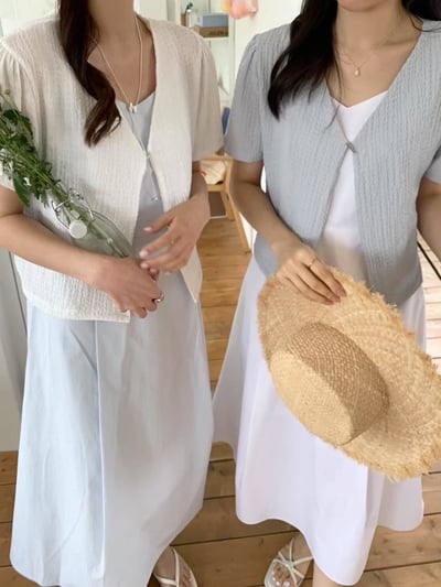 皺皺感短袖背心小外套4